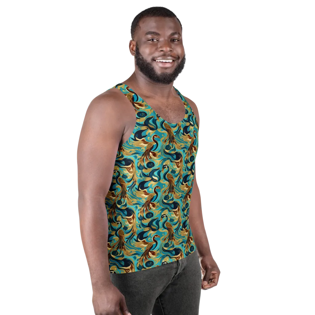 Gilded Crane Rhapsody on Men's Tank Top — Right Front