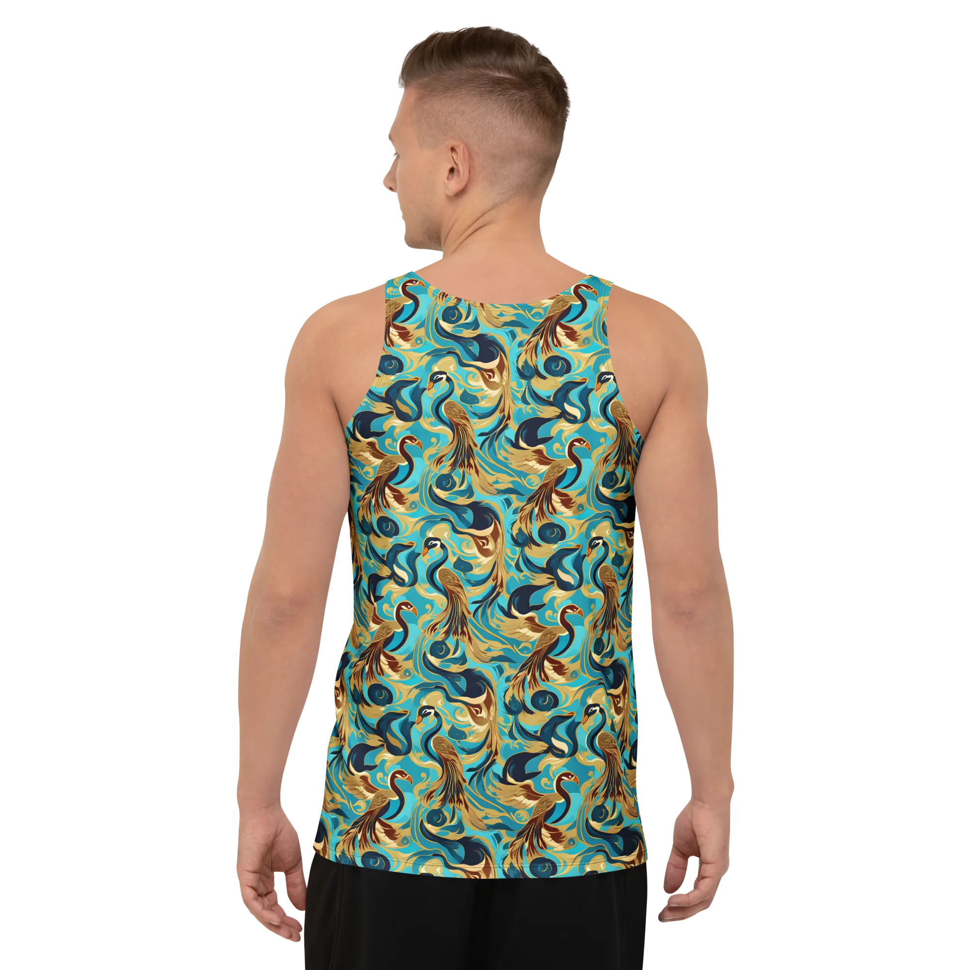Gilded Crane Rhapsody on Men's Tank Top — Back print