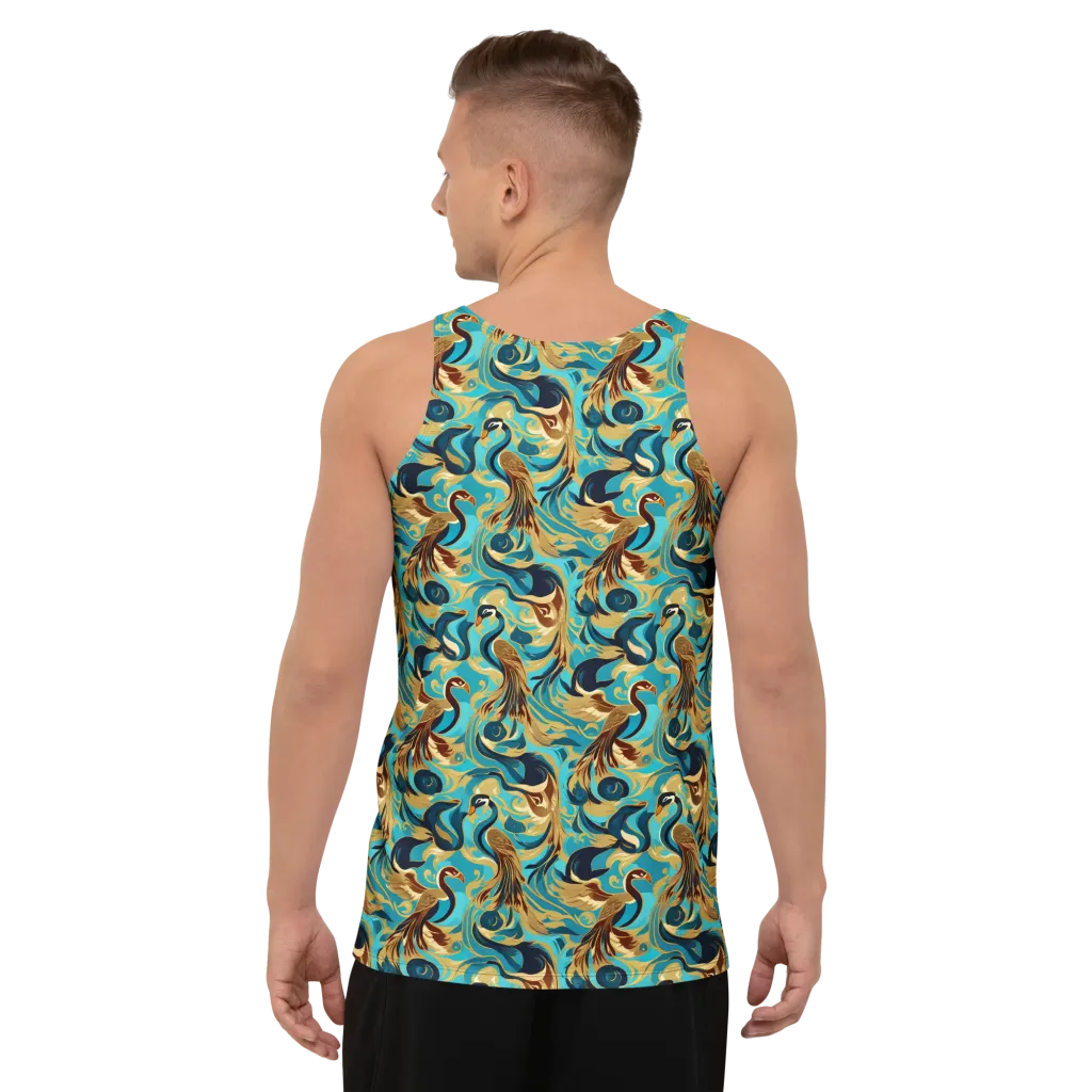 Gilded Crane Rhapsody on Men's Tank Top — Back print
