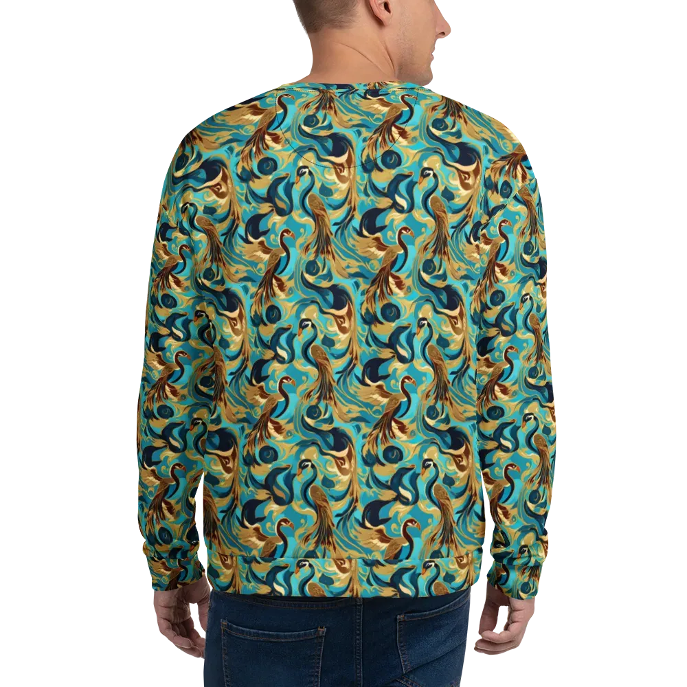 Gilded Crane Rhapsody on Sweatshirt — Back