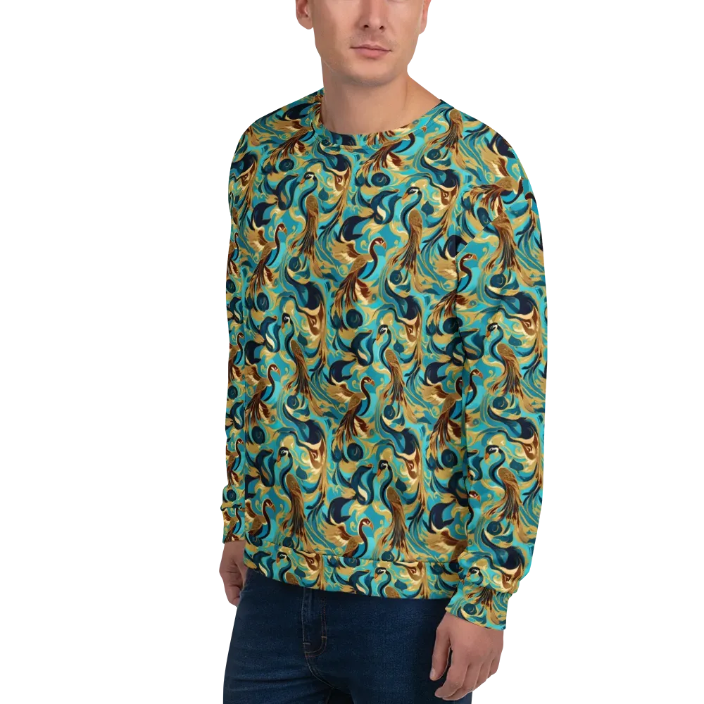 Gilded Crane Rhapsody on Sweatshirt — Left Front