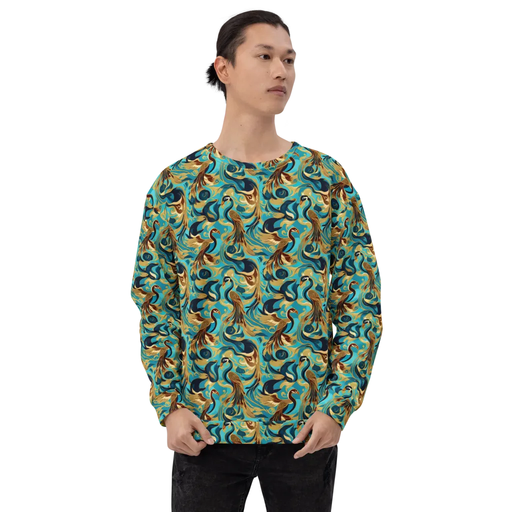 Gilded Crane Rhapsody on Sweatshirt — Front print
