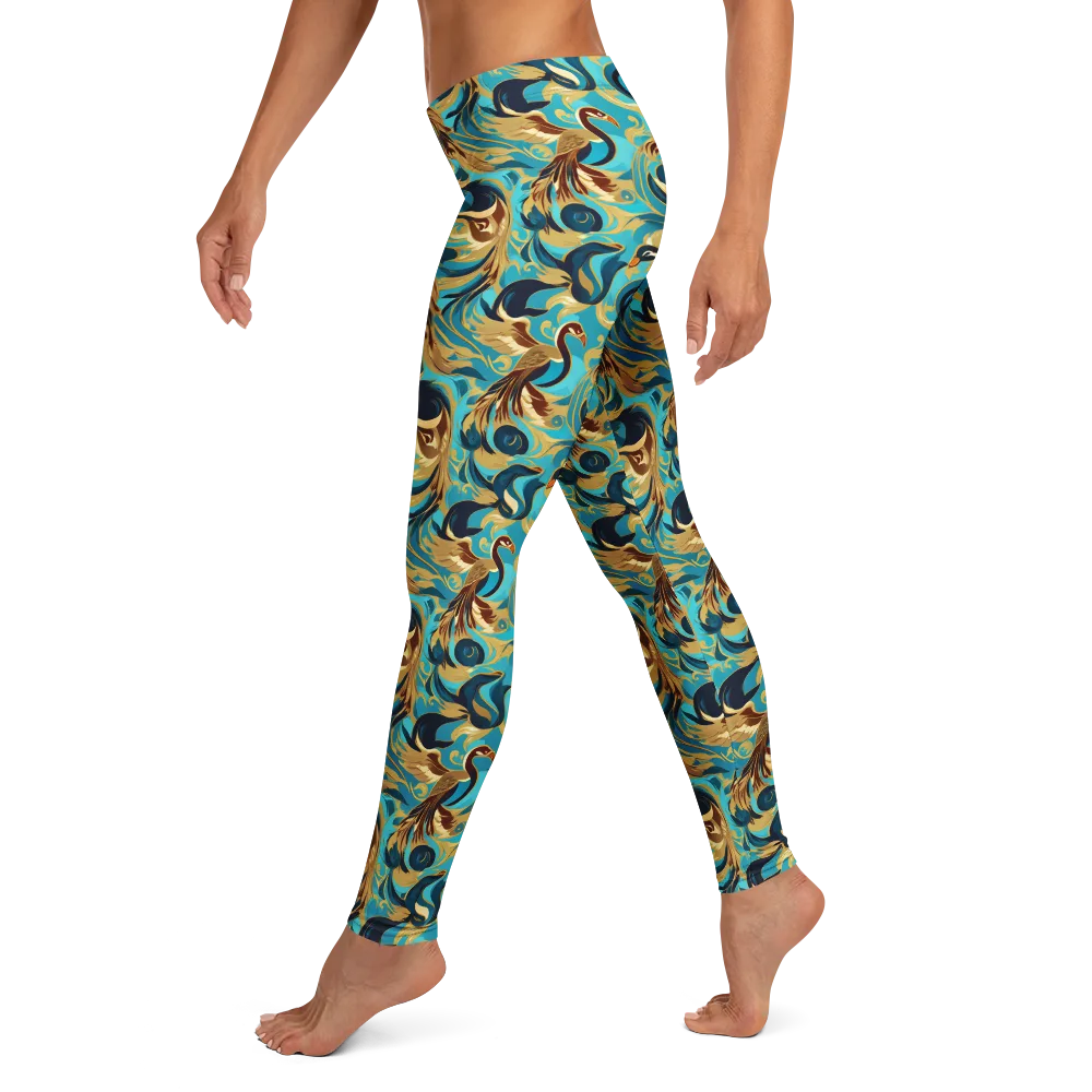 Gilded Crane Rhapsody on Leggings — Left