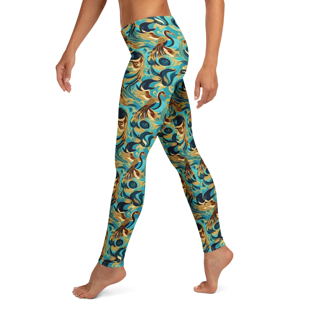 Gilded Crane Rhapsody on Leggings — Left
