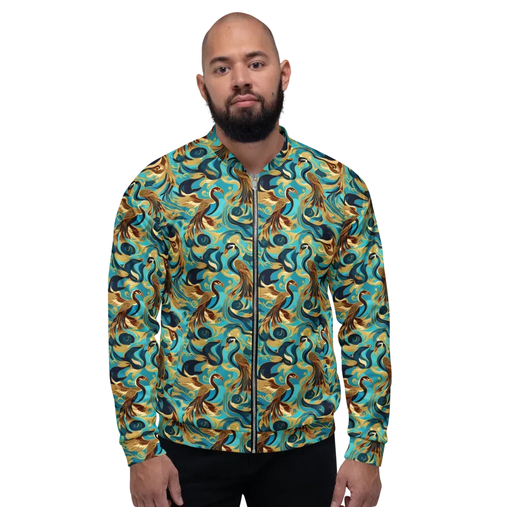Gilded Crane Rhapsody on Bomber Jacket — Front