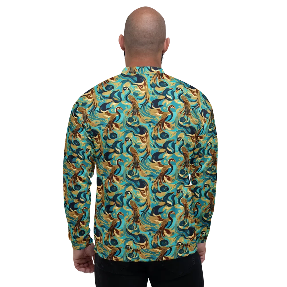 Gilded Crane Rhapsody on Bomber Jacket — Back