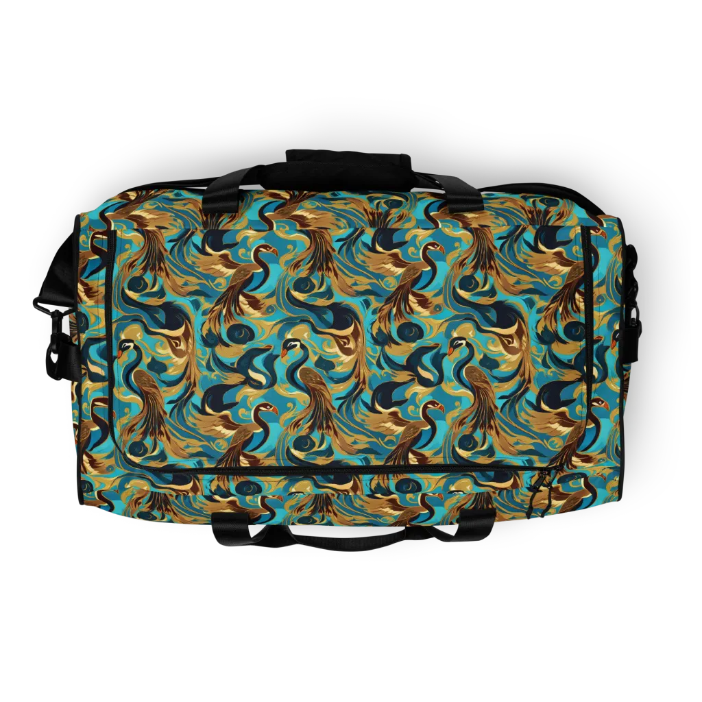 Gilded Crane Rhapsody on Duffle Bag — Top print