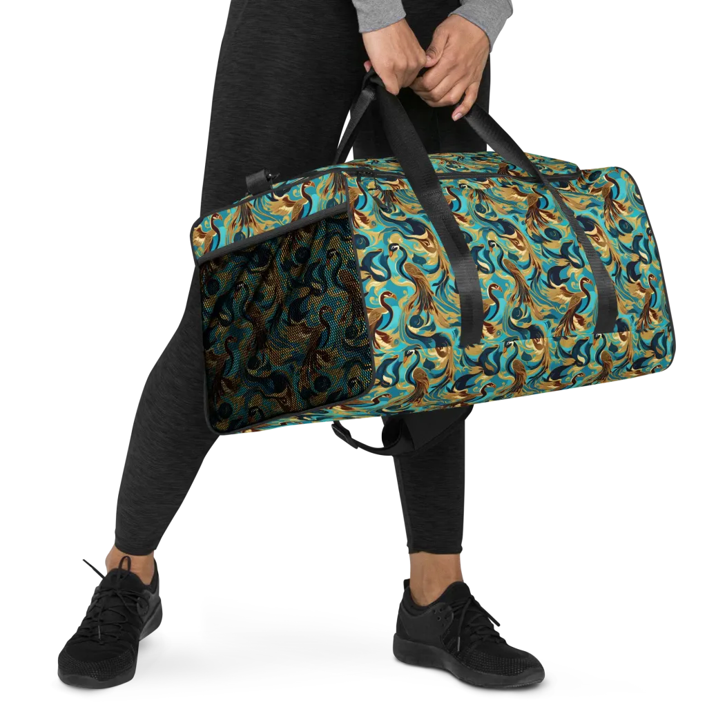 Gilded Crane Rhapsody on Duffle Bag — Right Front