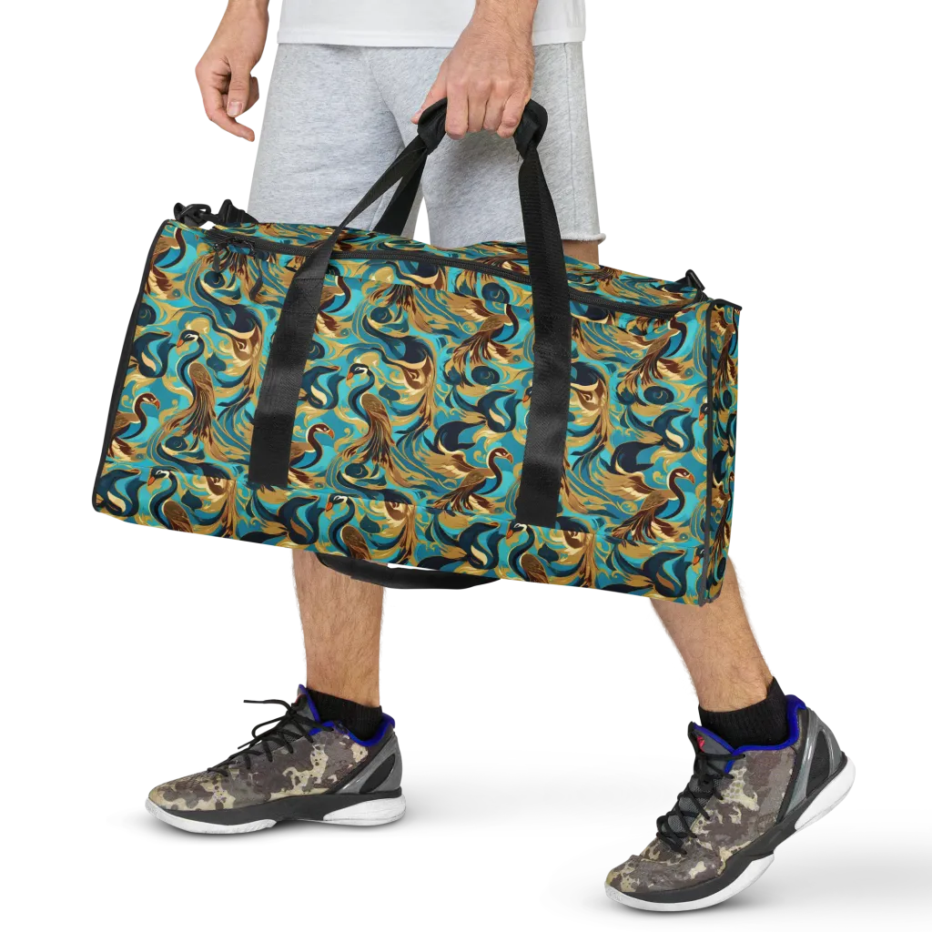 Gilded Crane Rhapsody on Duffle Bag — Front print