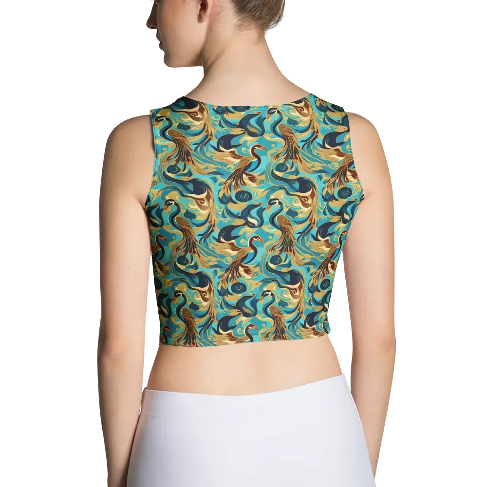 Gilded Crane Rhapsody on Crop Top — Back