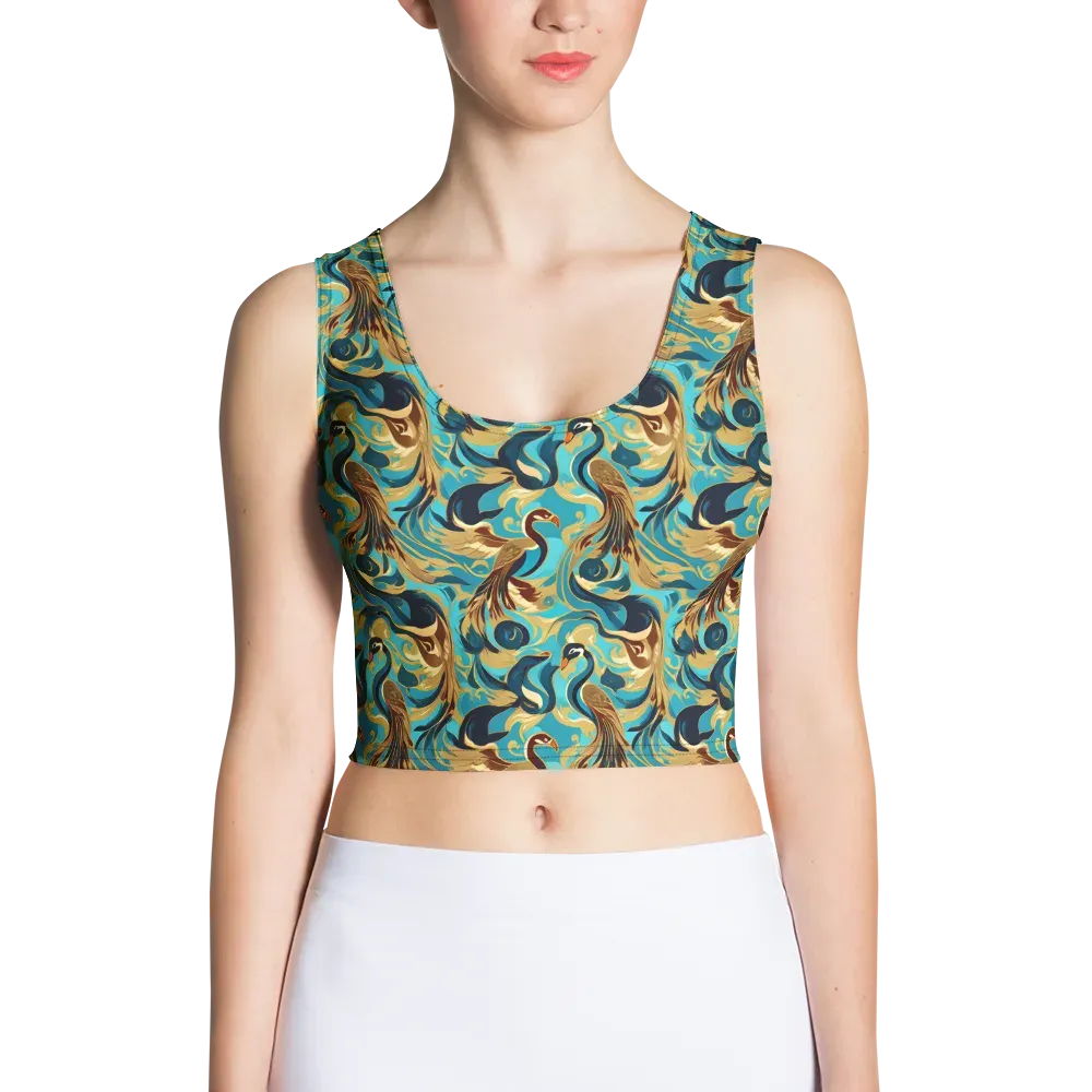 Gilded Crane Rhapsody on Crop Top — Front