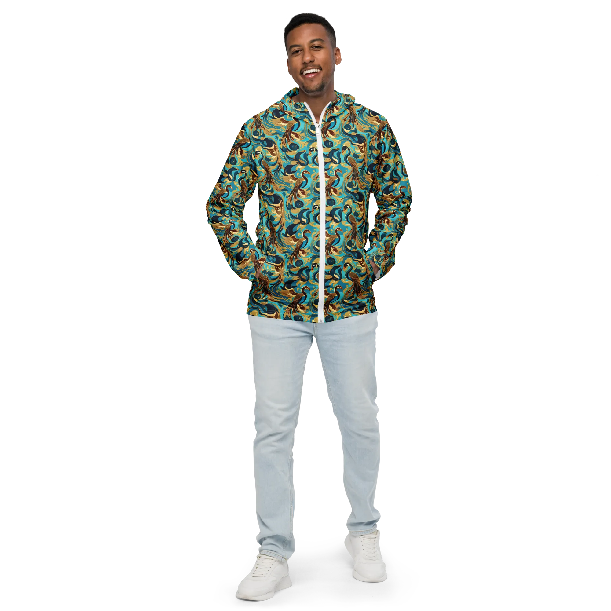 Gilded Crane Rhapsody on Men's Windbreaker — Front