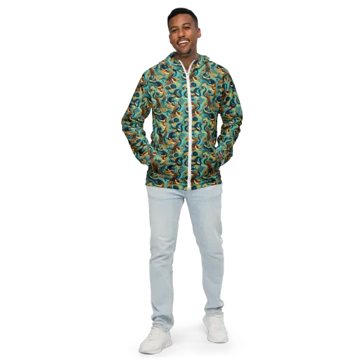 Gilded Crane Rhapsody on a Men's Windbreaker