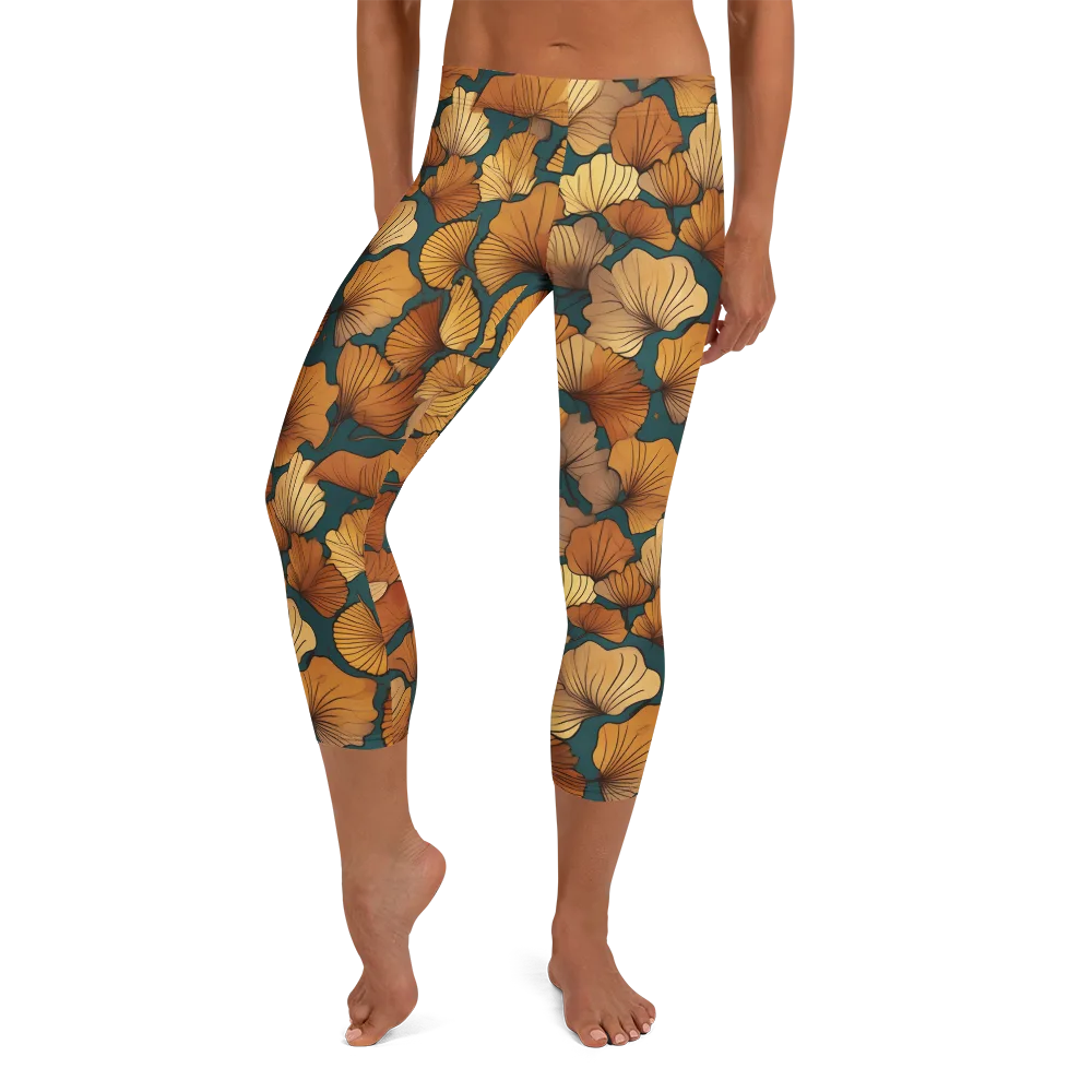 Ginkgo Ember on Capri Leggings — Front