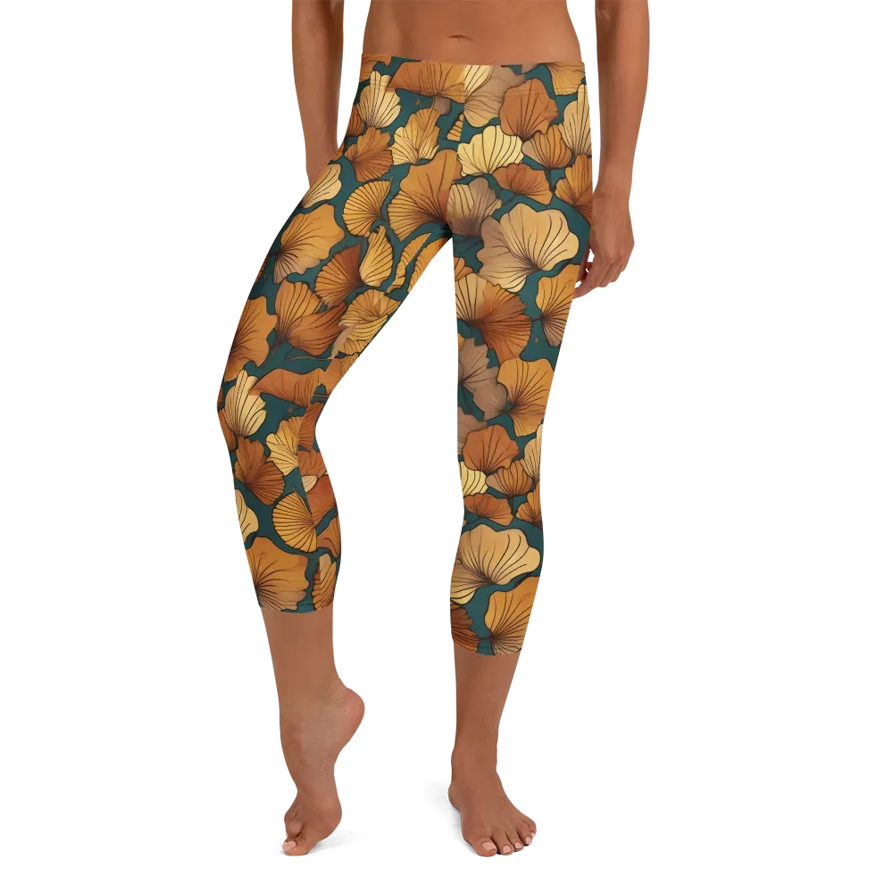 Ginkgo Ember on Capri Leggings — Front