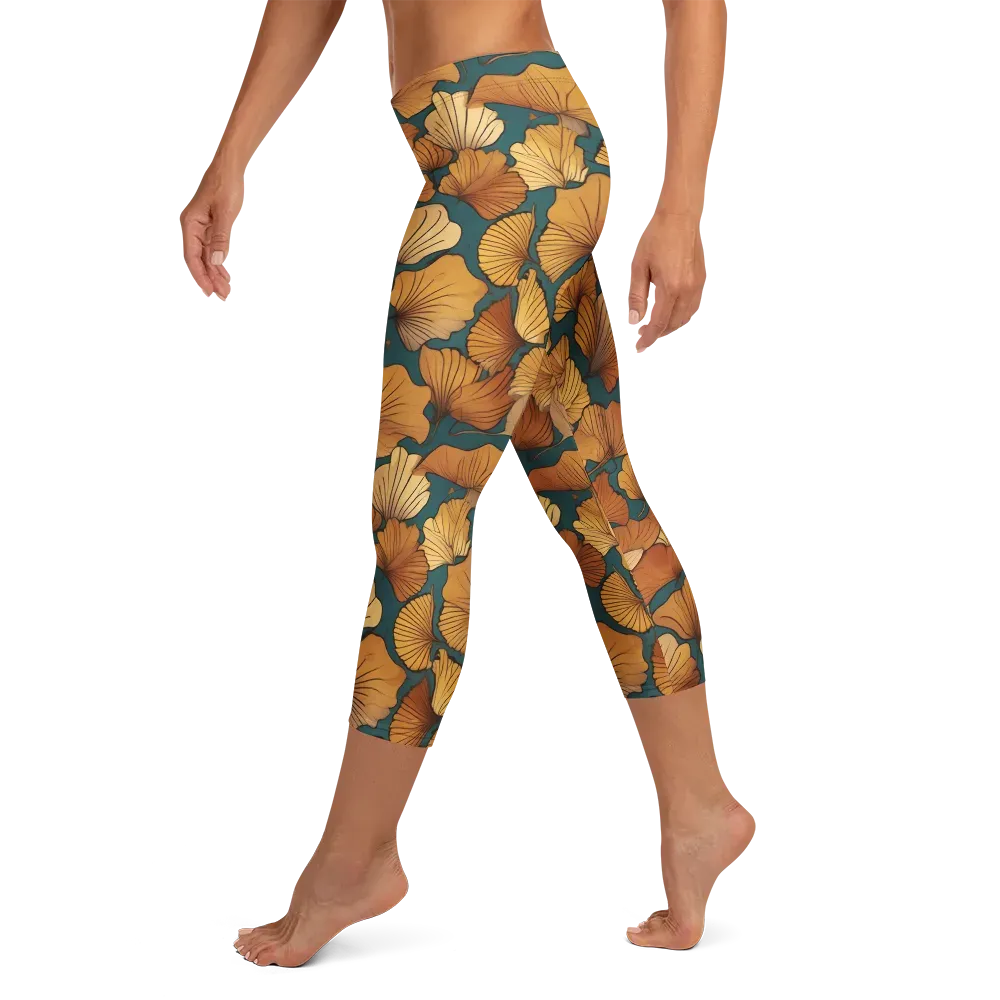 Ginkgo Ember on Capri Leggings — Left