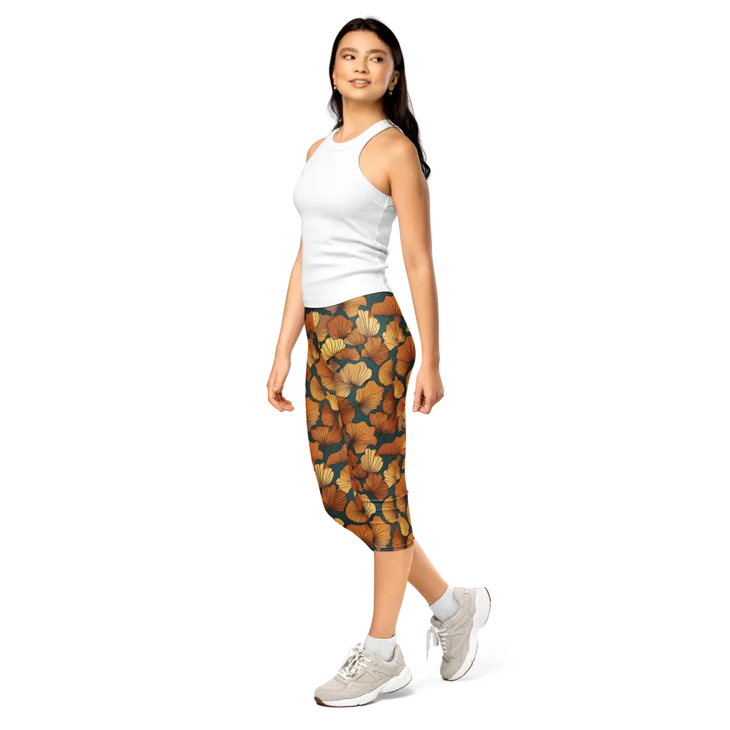 Ginkgo Ember on Capri Leggings — Print file
