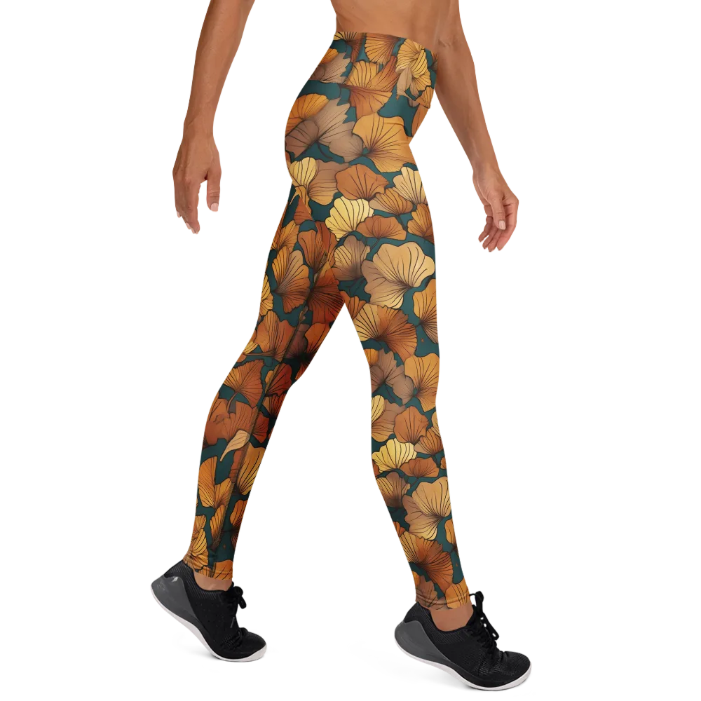 Ginkgo Ember on Yoga Leggings — Front waist