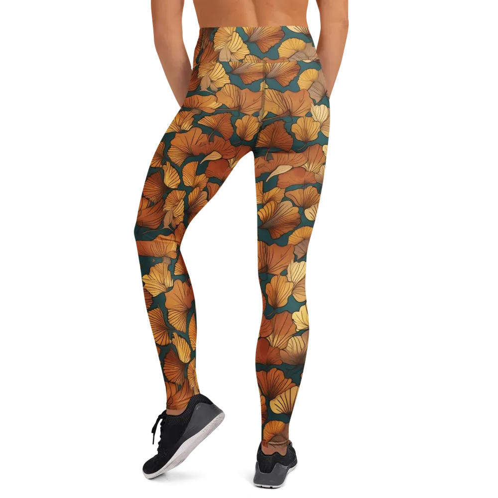 Ginkgo Ember on Yoga Leggings — Back