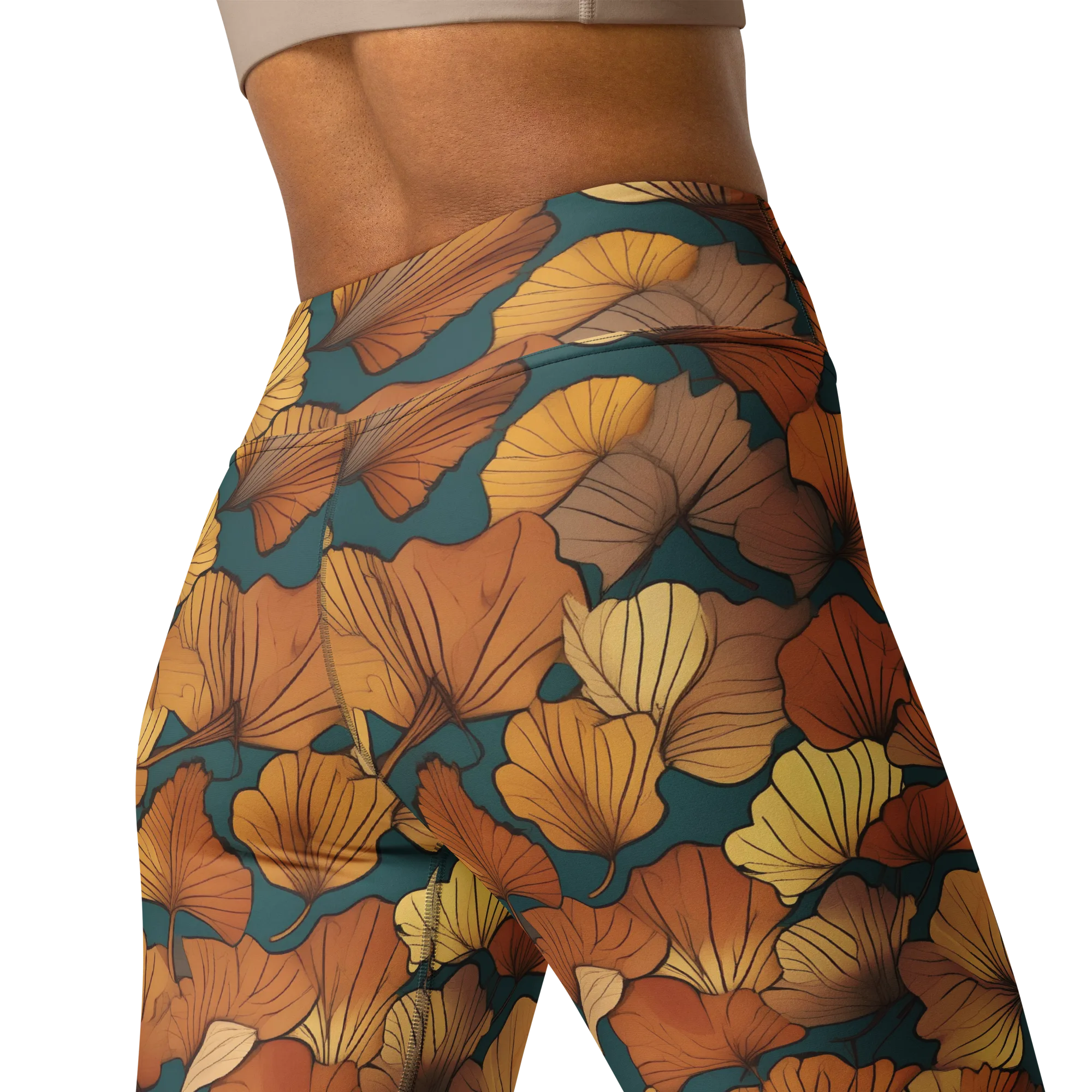 Ginkgo Ember on Yoga Leggings — Back 2