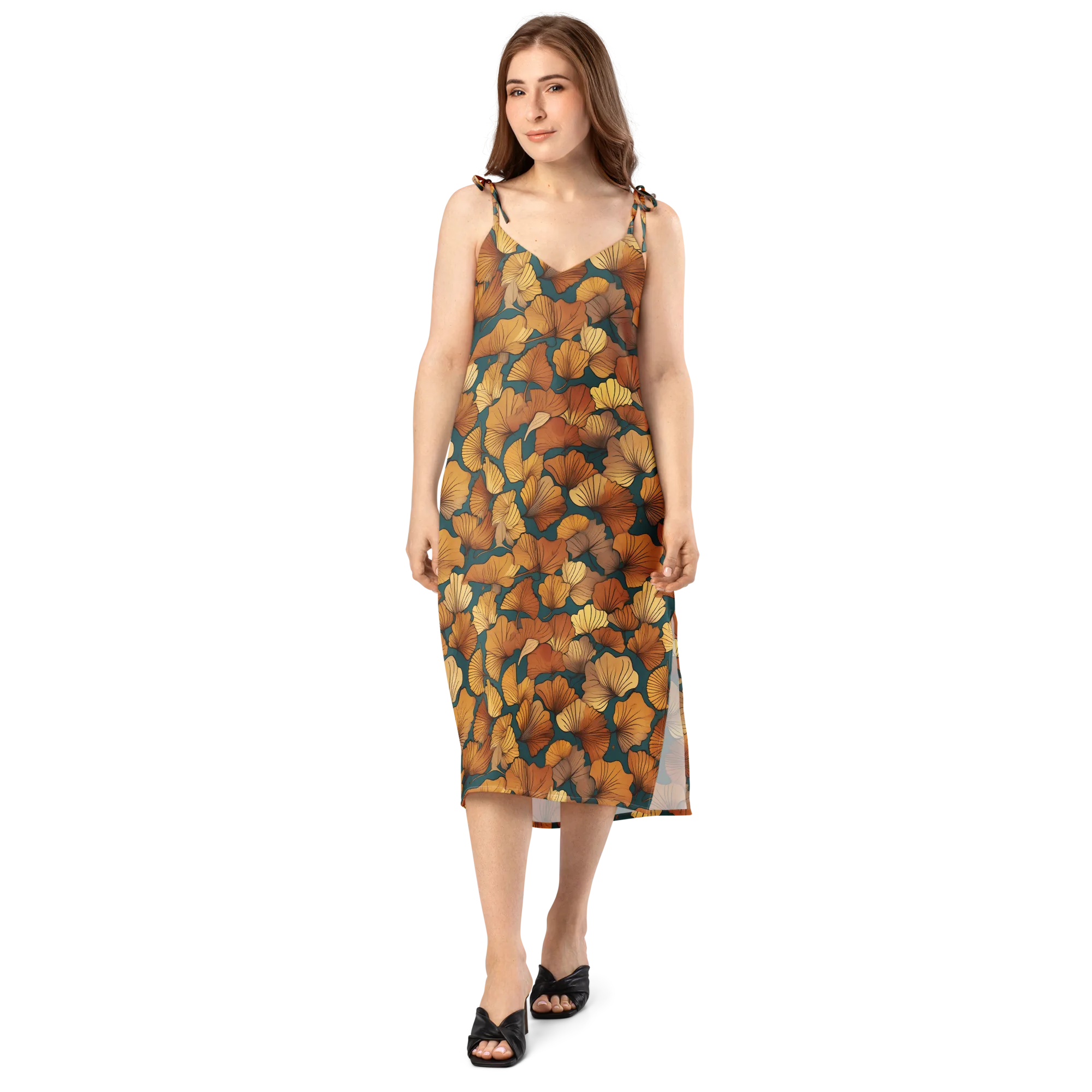 Ginkgo Ember on Slip Dress — Front