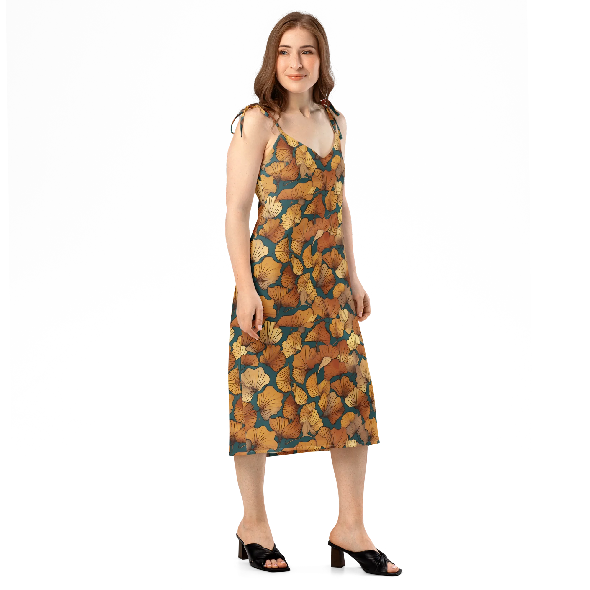 Ginkgo Ember on Slip Dress — Right Front