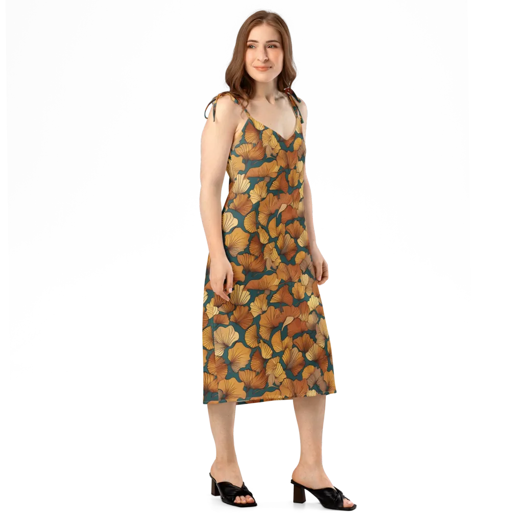 Ginkgo Ember on Slip Dress — Right Front