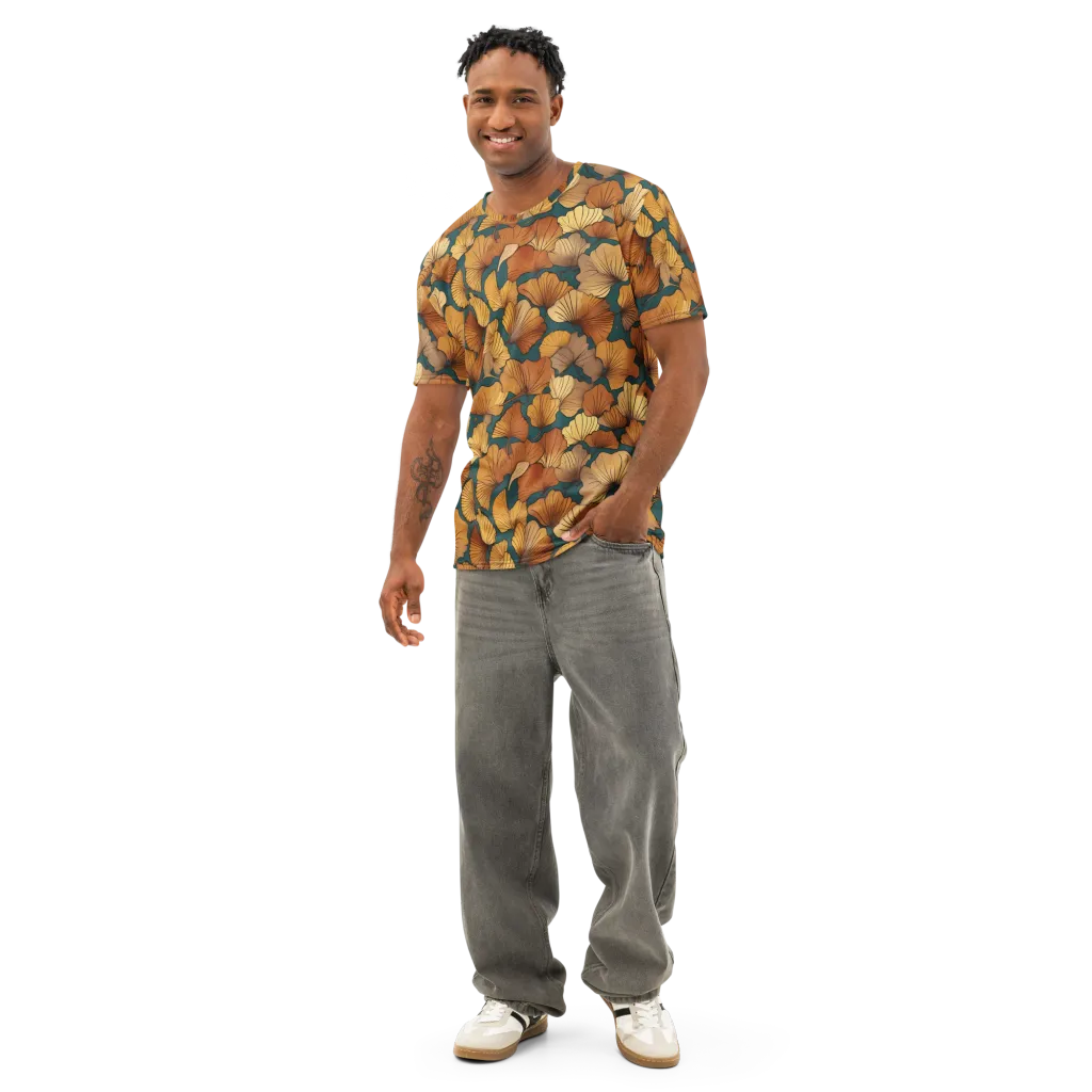 Ginkgo Ember on Men's Cotton Crew Neck T-Shirt — Front
