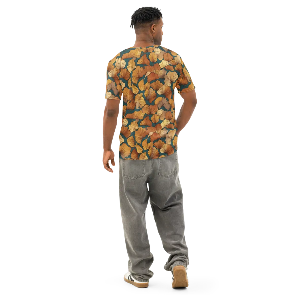 Ginkgo Ember on Men's Cotton Crew Neck T-Shirt — Back
