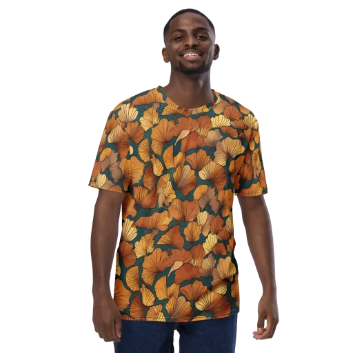 Ginkgo Ember on a Men's Crew Neck T-Shirt