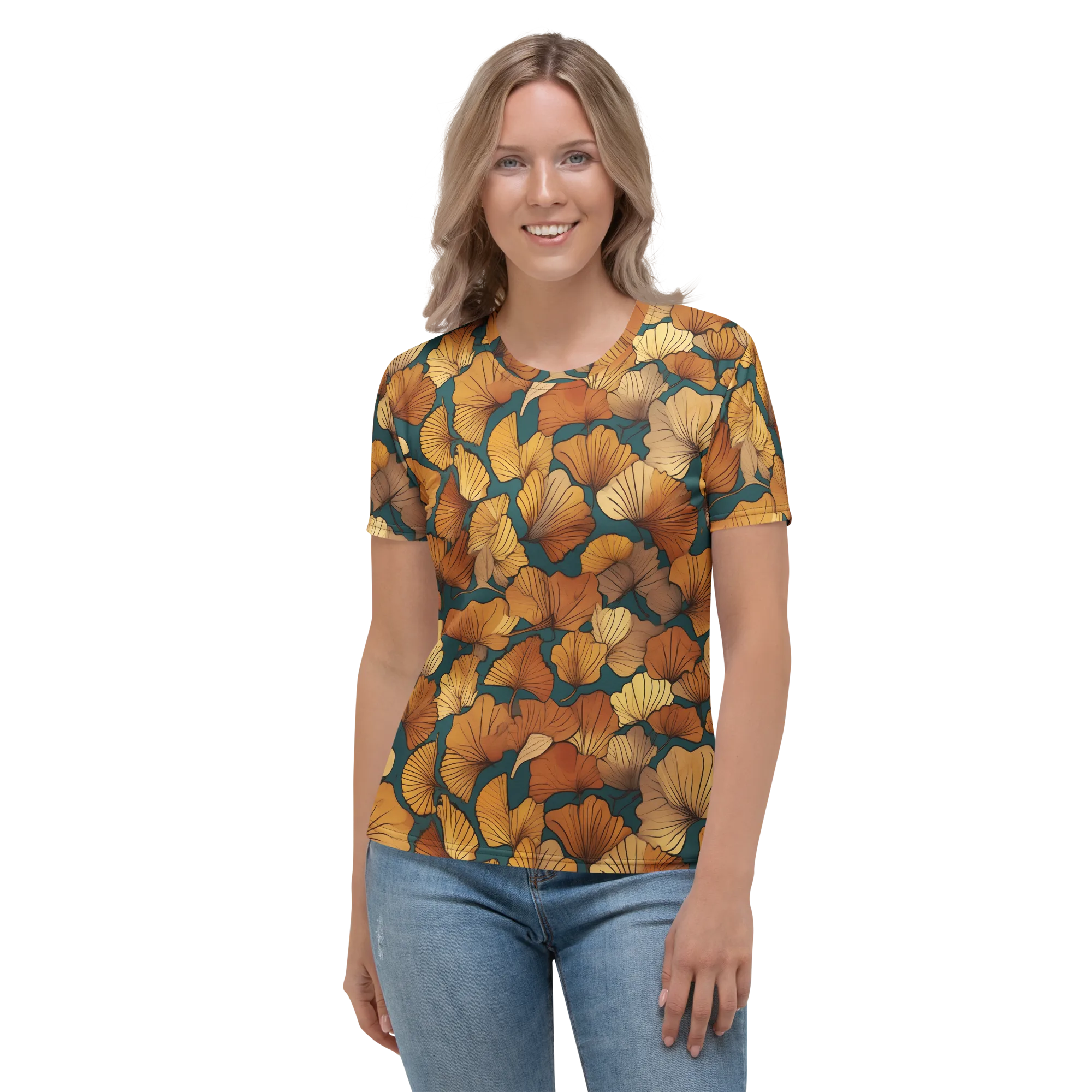 Ginkgo Ember on Women's Crew Neck T-Shirt — Front