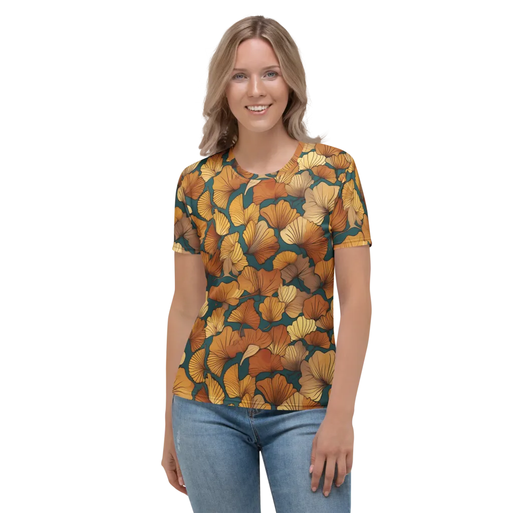 Ginkgo Ember on Women's Crew Neck T-Shirt — Front