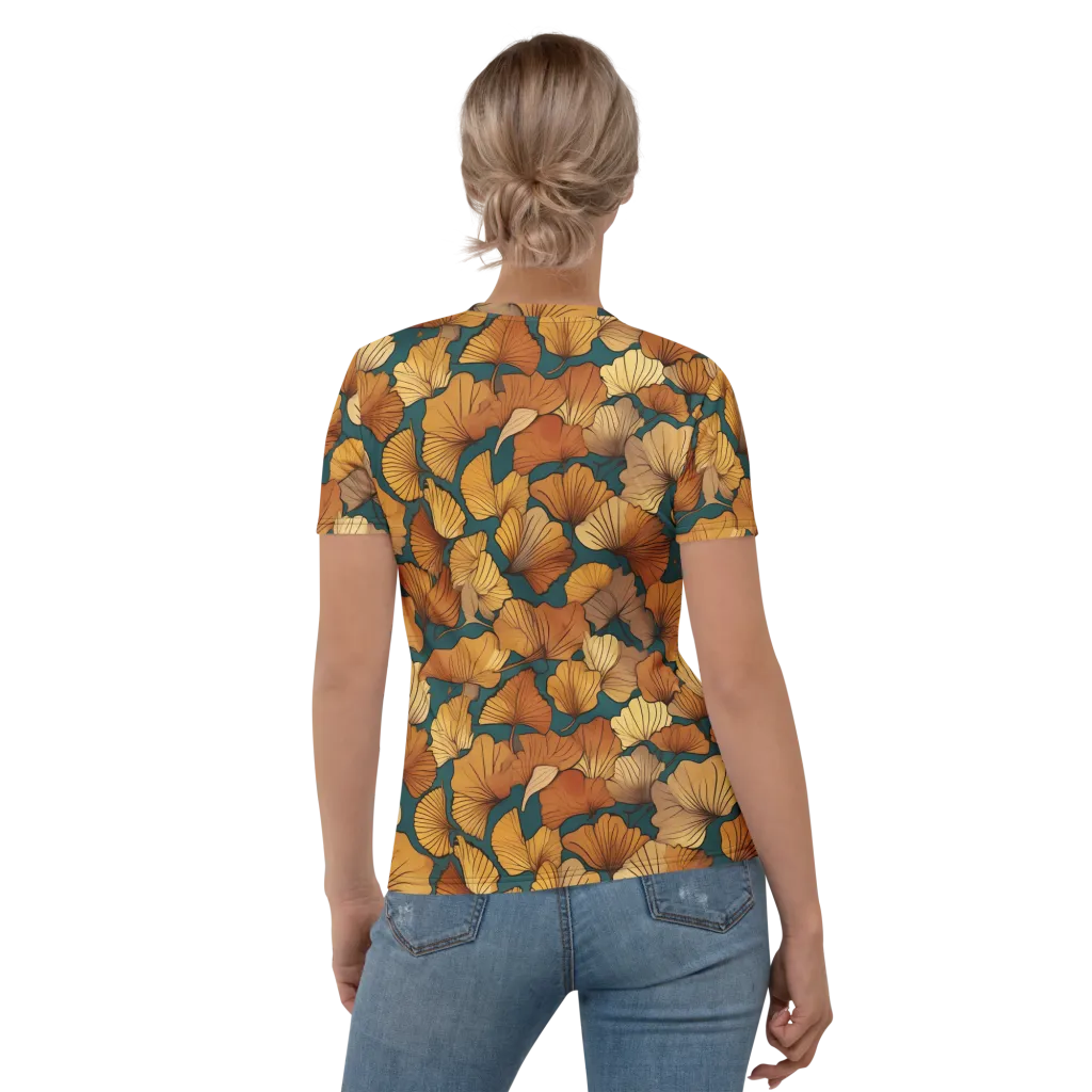 Ginkgo Ember on Women's Crew Neck T-Shirt — Back