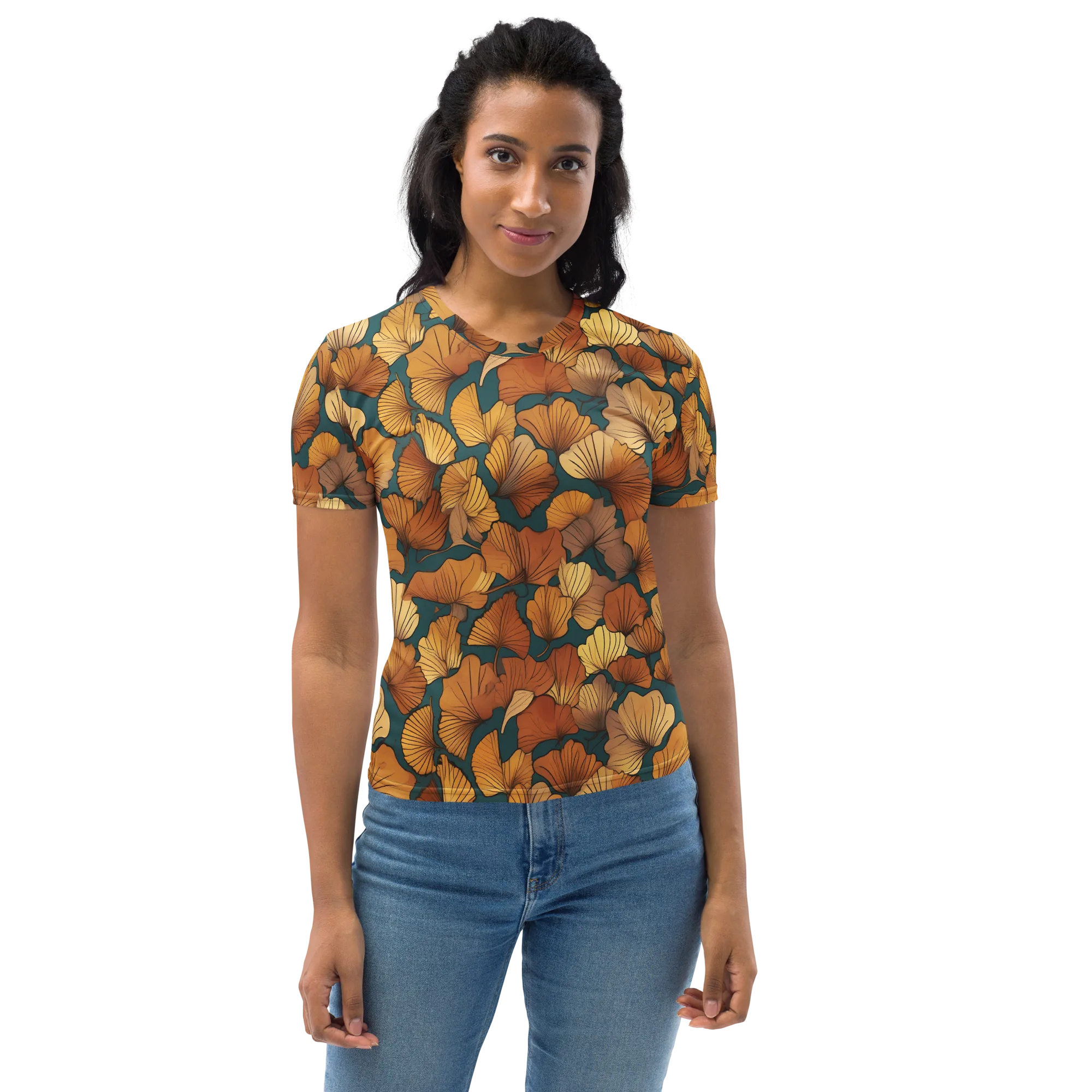 Ginkgo Ember on Women's Crew Neck T-Shirt — Print file