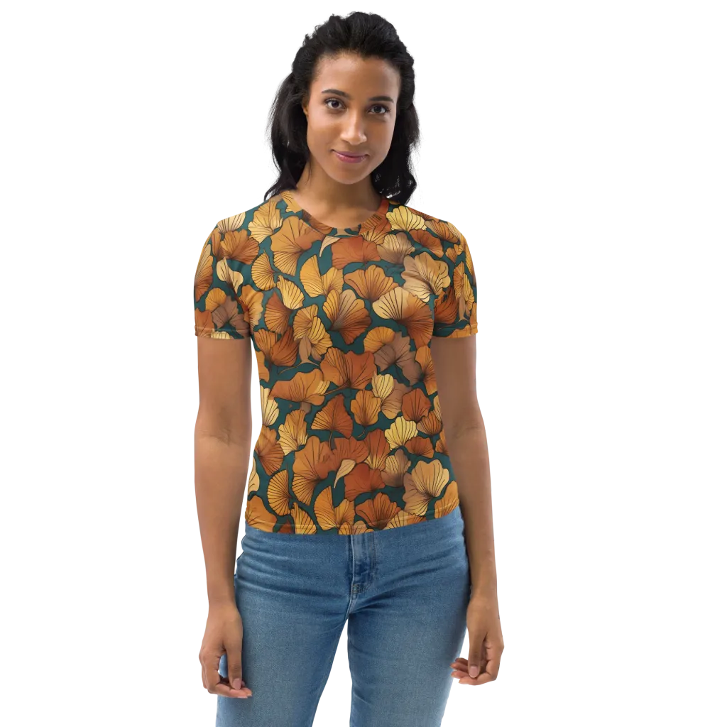 Ginkgo Ember on Women's Crew Neck T-Shirt — Print file