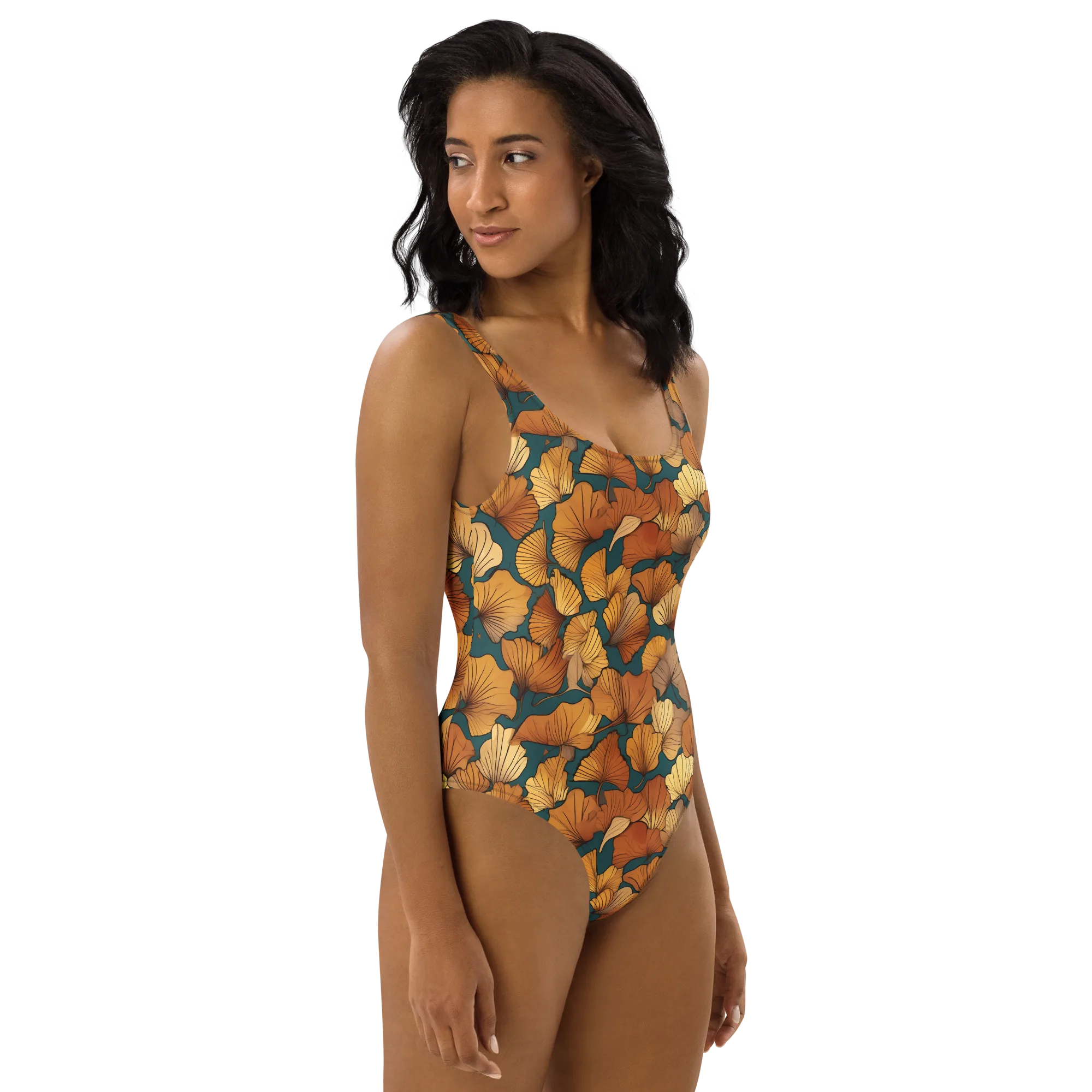 Ginkgo Ember on One-Piece Swimsuit — Front print