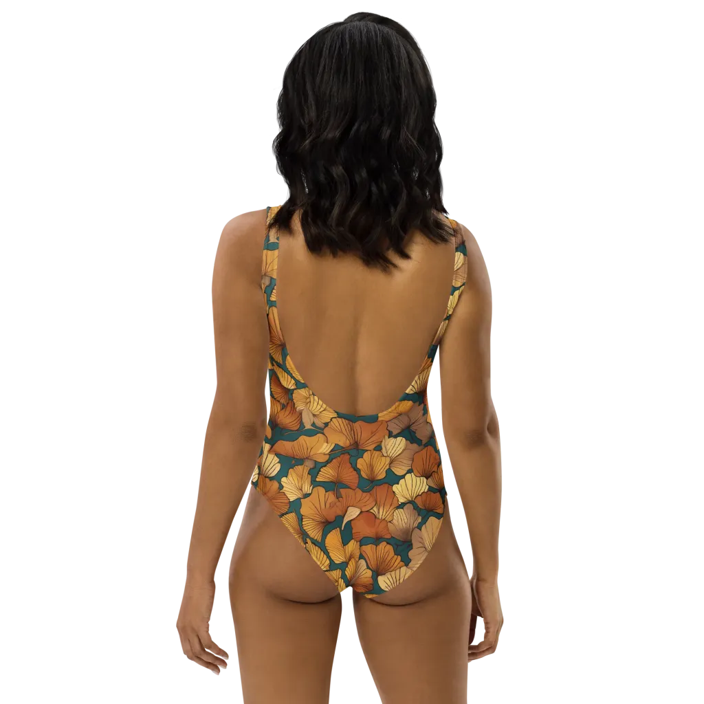 Ginkgo Ember on One-Piece Swimsuit — Back print
