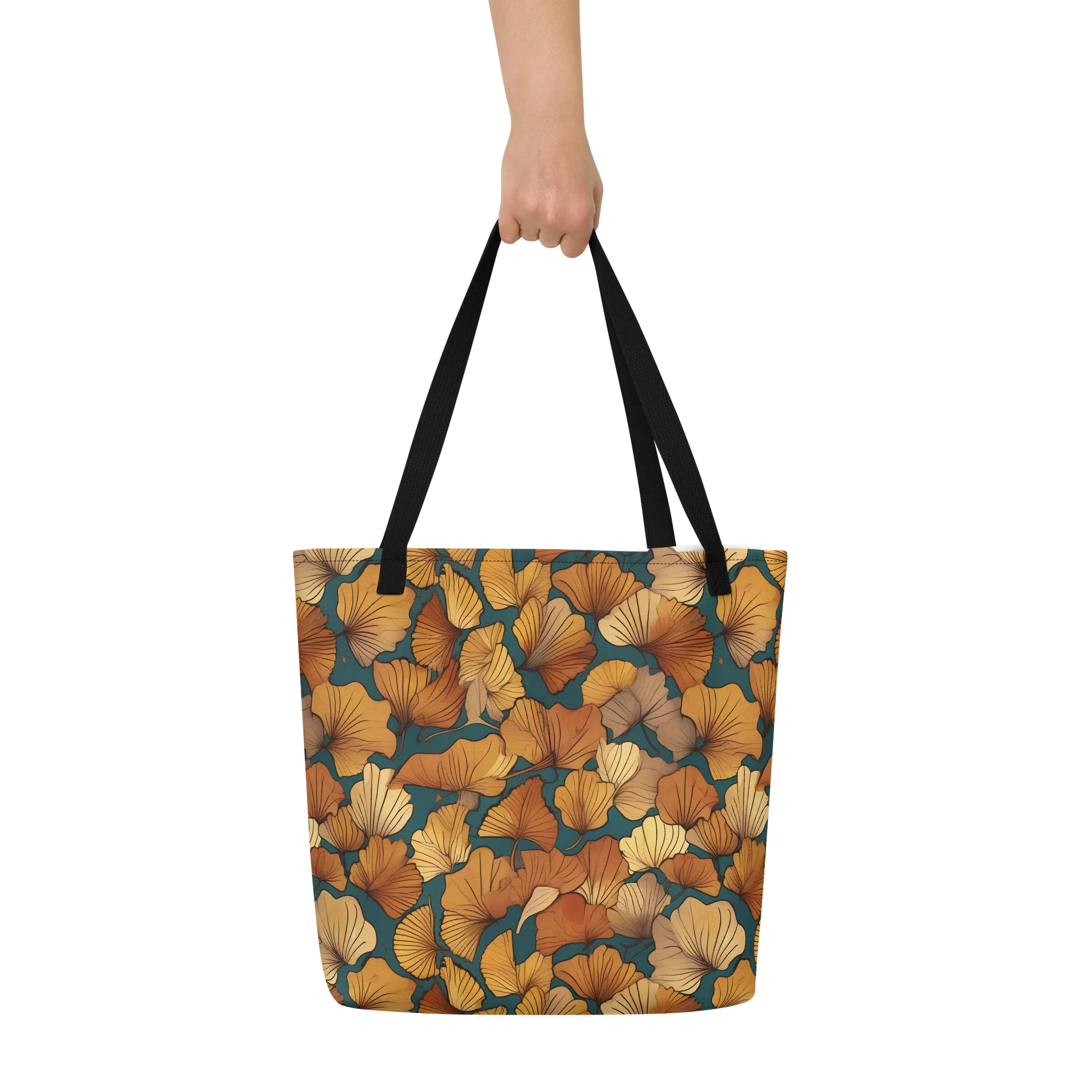 Ginkgo Ember on Large Tote Bag W/ Pocket — Print file