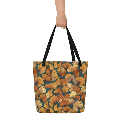 Ginkgo Ember on a Large Tote Bag W/ Pocket