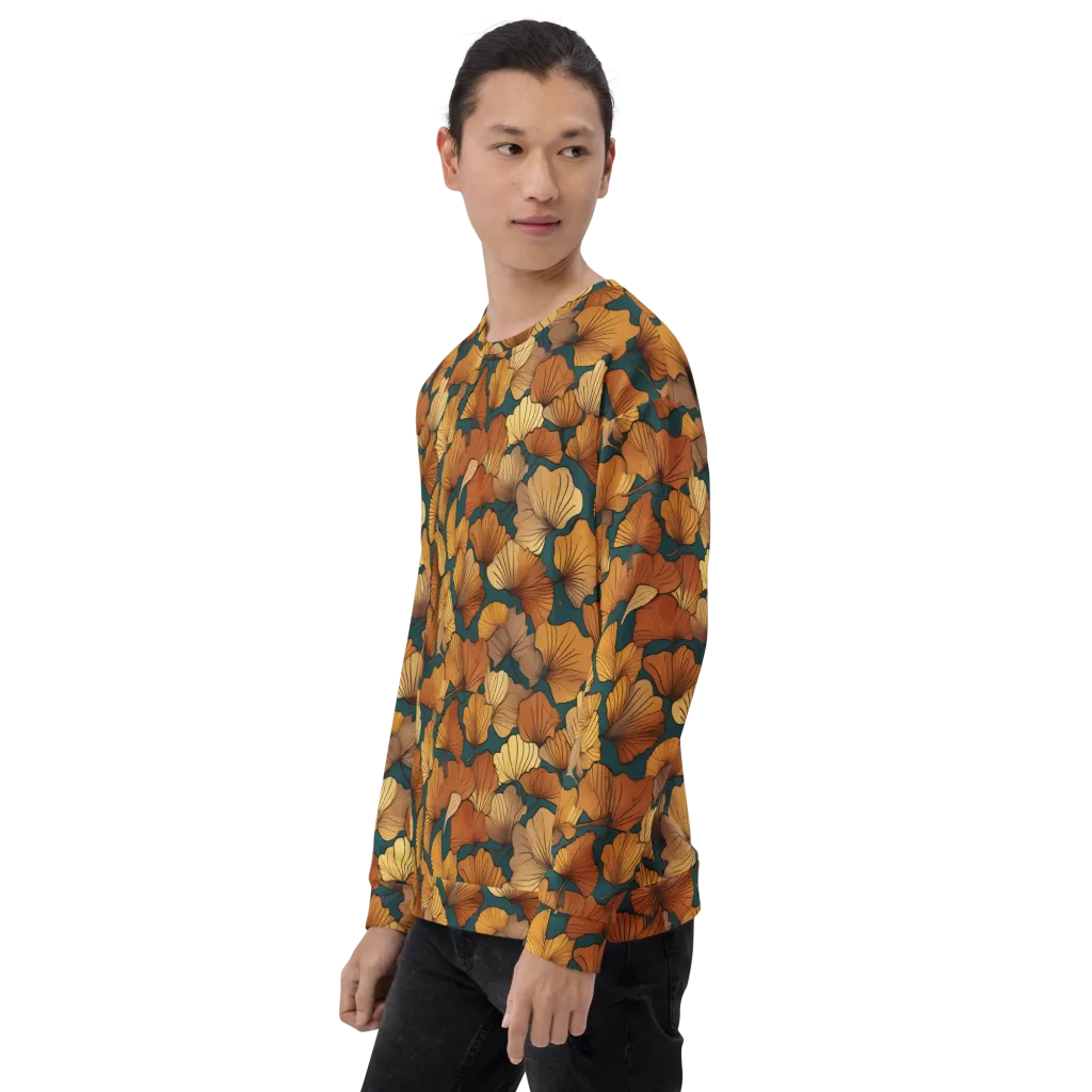 Ginkgo Ember on Sweatshirt — Left sleeve