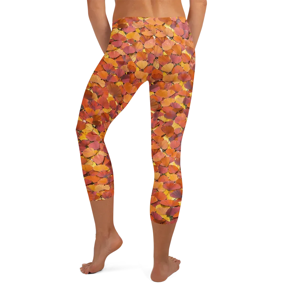 Autumn Ginkgo on Capri Leggings — Back