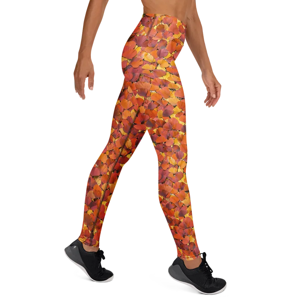 Autumn Ginkgo on Yoga Leggings — Front waist