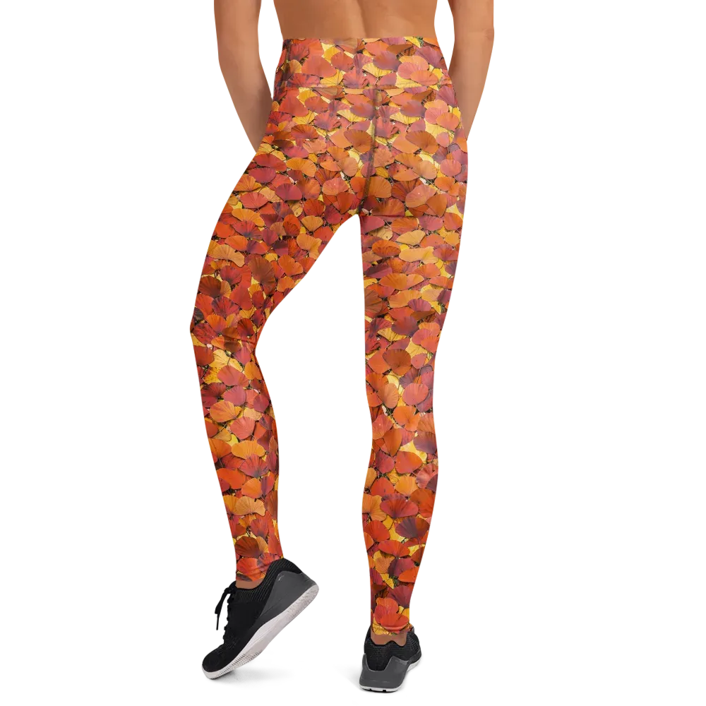 Autumn Ginkgo on Yoga Leggings — Back