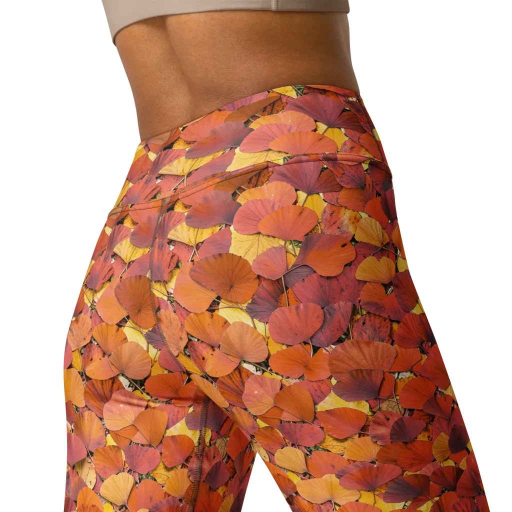 Autumn Ginkgo on Yoga Leggings — Back 2