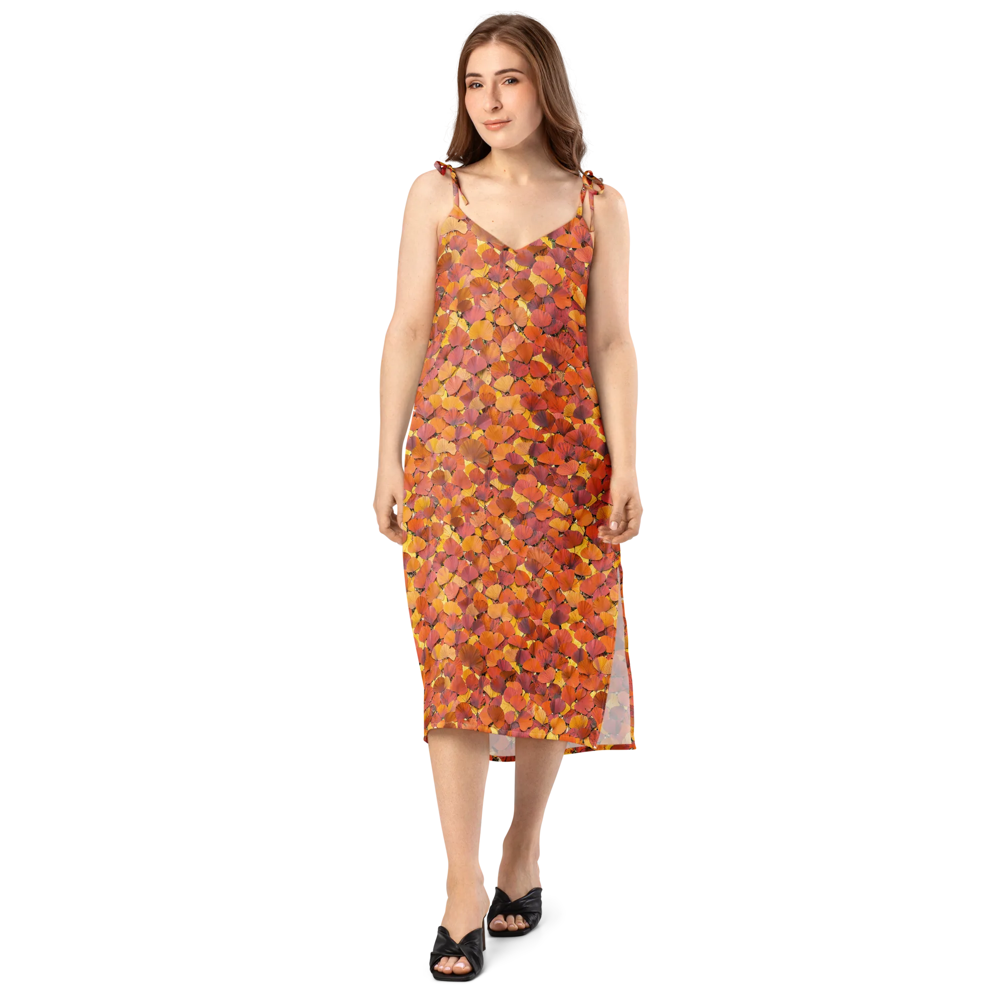 Autumn Ginkgo on Slip Dress — Front
