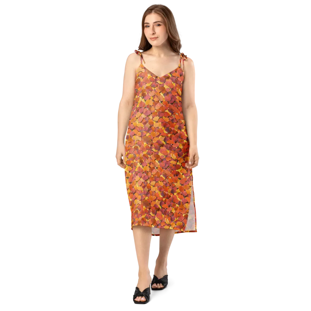 Autumn Ginkgo on Slip Dress — Front