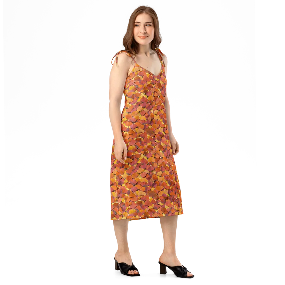 Autumn Ginkgo on Slip Dress — Right Front
