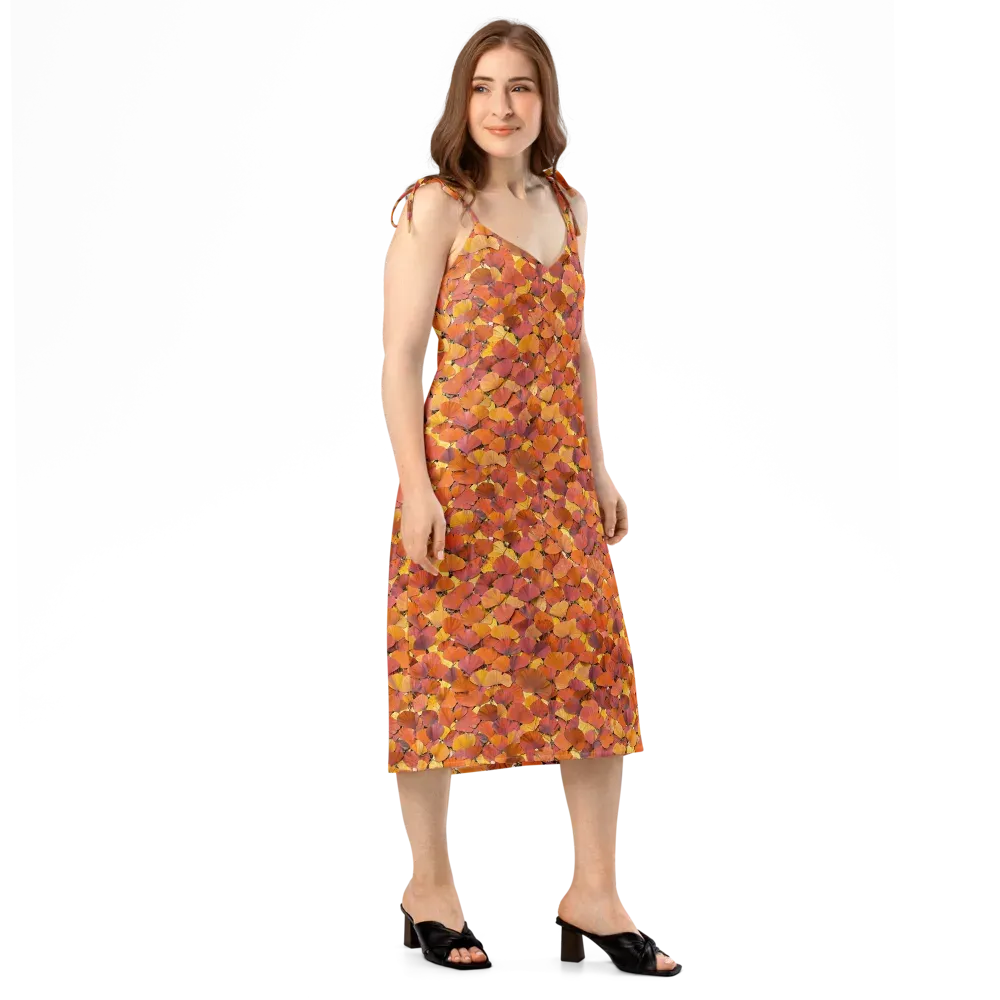 Autumn Ginkgo on Slip Dress — Right Front
