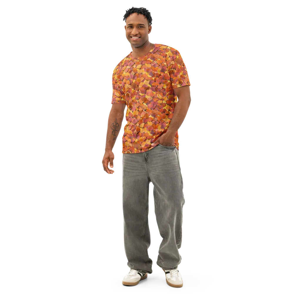 Autumn Ginkgo on Men's Cotton Crew Neck T-Shirt — Front