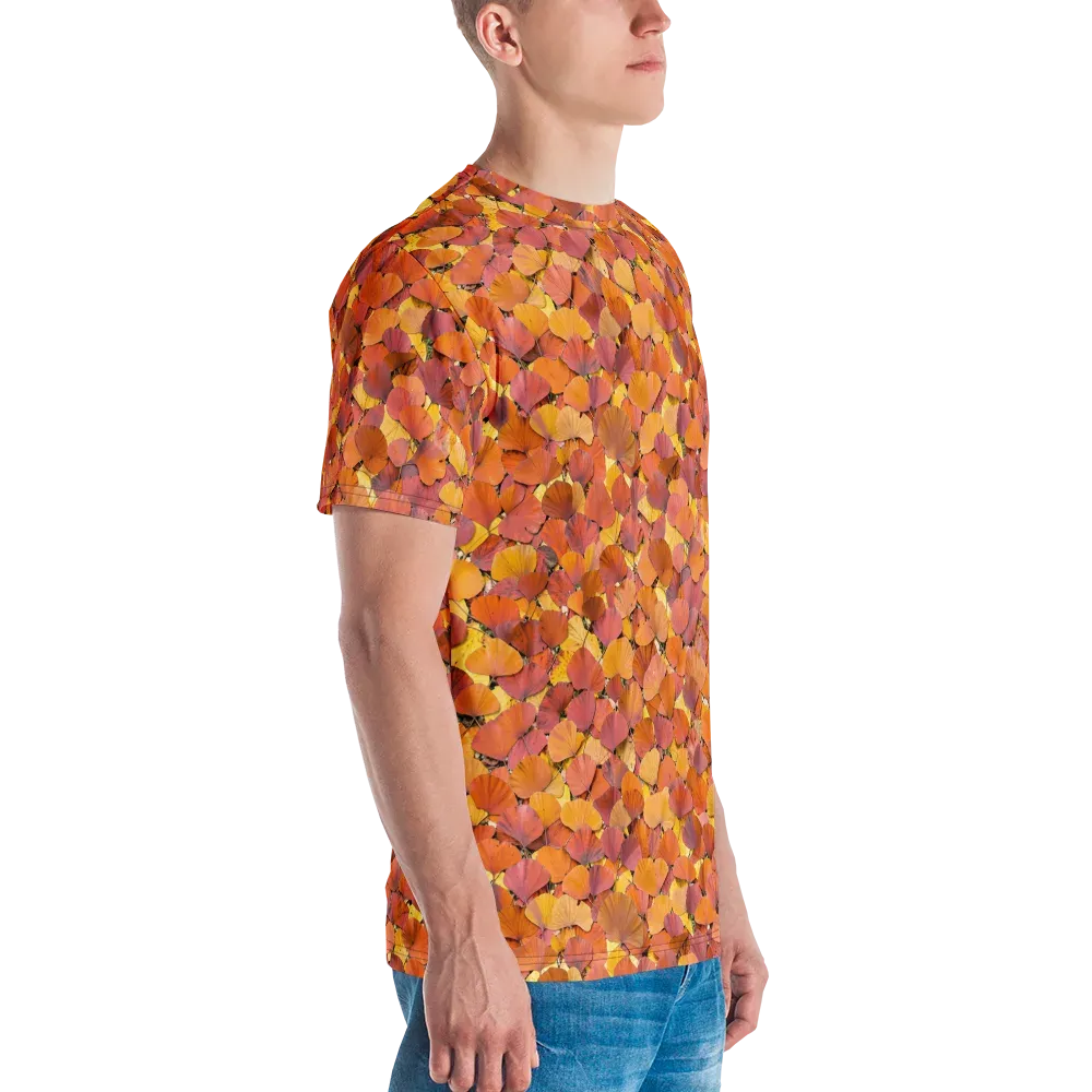 Autumn Ginkgo on Men's Crew Neck T-Shirt — Right